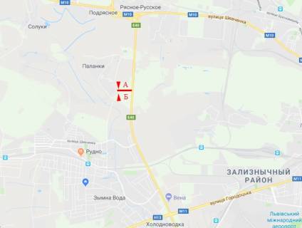 Billboard B in Rudne, 6x3  M-10 Zahidnij obhid v storonu "Fudzikura", s. Rudno scheme