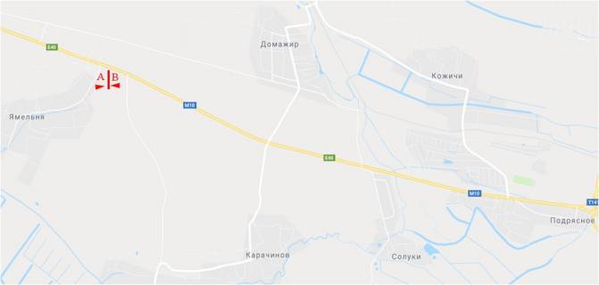 Billboard B in Yamelnya, 6x3  Avtodoroga L'viv-Krakivec', viizd zi L'vova, livij scheme