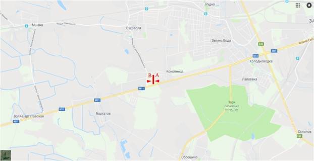 Billboard A in Konopnytsia, 6x3  Avtodoroga L'viv-Segini, s.Konopnica  (na Gorodok) scheme