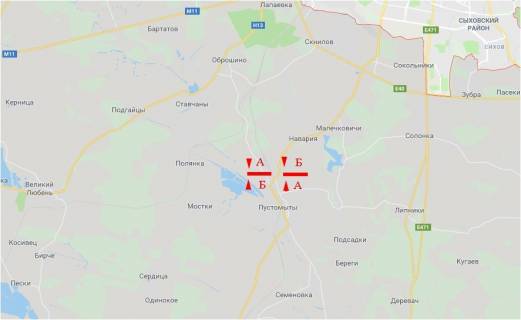 Billboard B in Pustomity, 6x3  Avtodoroga L'viv-Pustomiti, v'izd v m.Pustomiti, livij scheme