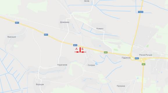 Billboard B in Lviv route Trasa L'viv-Krakovec', s. Soluki, viizd zi L'vova, No1 scheme