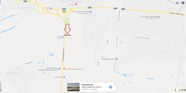 Billboard B in Ryasne-Ruska, 3х12  M-10 Zahidnij obhid m. L'vova scheme