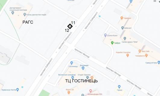 Billboard A in Lutsk Sobornosti 20 (TC Gostinec', supermarket "SALUT", magazin "Troanda", RACs) scheme