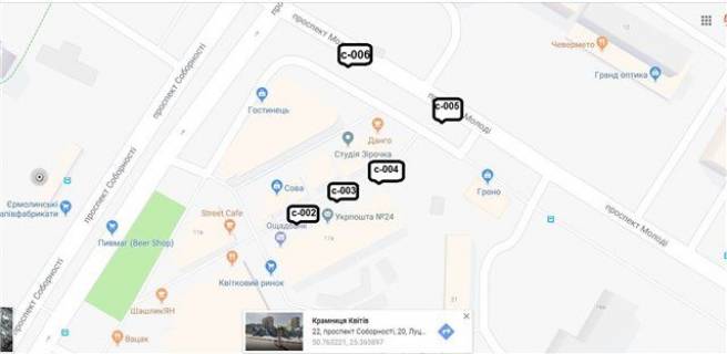 Citylight B in Lutsk na rozi prospektiv Molodi ta Sobornosti. (teritoria TC "Gostinec'", kvitnikovogo rinku, budinok pobutu) scheme