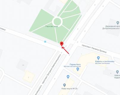 Prismatron, Prism A in Dnipro (Dnipropetrovsk), 6х3  prosp. Bogdana Hmel'nic'kogo - prosp. Pilipa Orlika - 291179 scheme