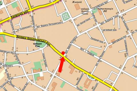 Citylight  in Zhytomyr, 1.8x1.2  Kocergi st. / Berdicivs'ka st., 31, na svitlofori scheme