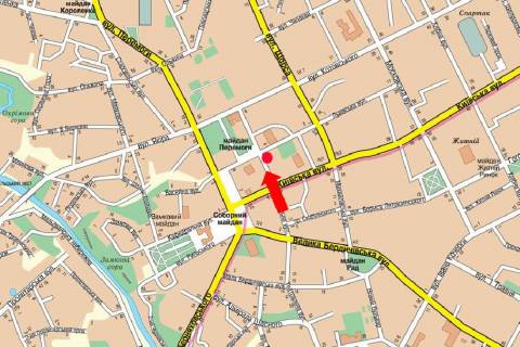 Citylight A in Zhytomyr, 1.8x1.2  Peremogi pl. / Teatral'na st., bila kasi "KijAvia" scheme