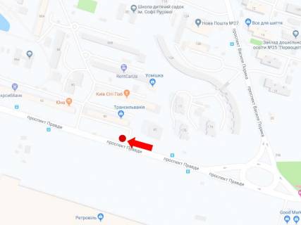 Prismatron, Prism A in Kyiv, 3x6  Pravdi av., 80, navproti TRC "Retrovil'", v storonu st. Grecka - 295054 scheme