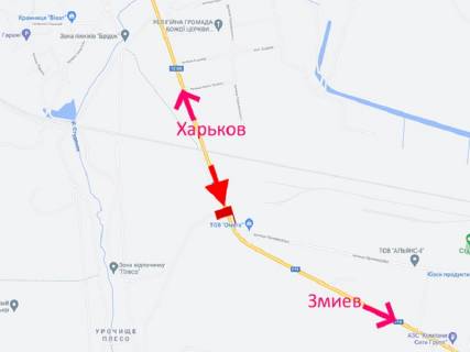 Billboard B in Vasishcheva, 3x6  Промислова вул., смт Васищеве, біля ТОВ "Омега", у бік м. Зміїв scheme