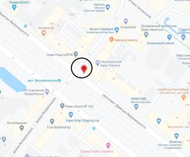 Citylight B in Dnipro (Dnipropetrovsk), 1.2х1.8  prosp. Dmitra Avornic'kogo - st. Voskresens'ka scheme