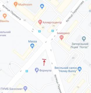 Billboard B in Zaporizhzhya, 6х3  Peremogi st. - Lermontova st., bila avtostoanki scheme