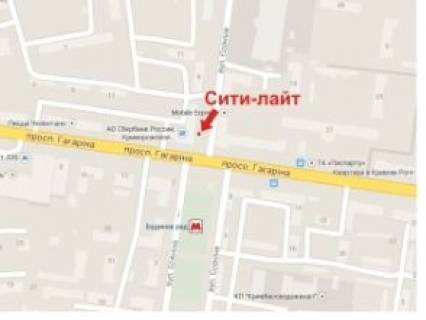 Citylight B in Krivy Rig, 1.8x1.2  Gagarina av., 13 - Esenina st., zupinka "Budinok RAD" scheme