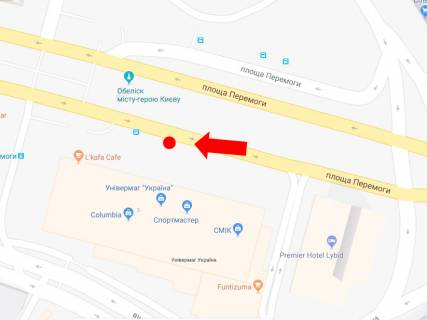 Citylight B in Kyiv, 1.8x1.2  Peremogi pl., 3, bila univermagu "Ukraina", v storonu Povitroflots'kogo mostu scheme