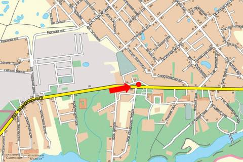 Billboard B in Zhytomyr, 3x6  Cudnivs'ka st. (kol. Cernahivs'kogo st.) , 100, bila Inzenerno-Tehnologicnogo Institutu, na svitlofori scheme