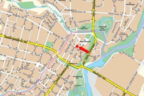 Citylight  in Sumi, 1.8x1.2  9-go Travna av., 4 / Voskresens'ka st. (kol. Frunze st.), bila magazinu "Mobilocka" scheme