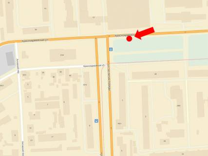 Billboard B in Vinnytsia, 3x6  Strilec'ka st. (kol. Cervonoarmijs'ka st.), 48 / Zamostans'ka st. (kol. 50-ricca Peremogi st.), v centr scheme