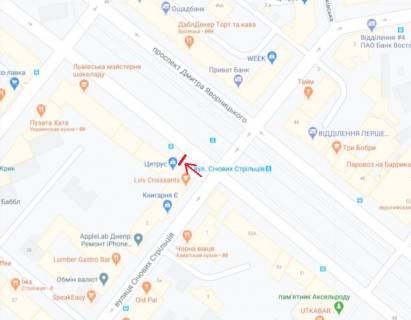 Citylight B in Dnipro (Dnipropetrovsk), 1.2х1.8  prosp. Dmitra Avornic'kogo, 55, napramok do st.M.Grusevs'kogo scheme