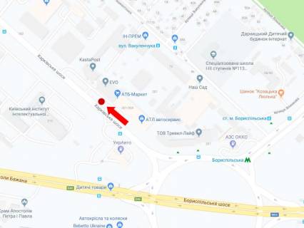 Billboard A in Kyiv, 3x6  Harkivs'ke sose, 201/203, v storonu Darnic'koi pl. (kolis. Leningrads'ka pl.) scheme