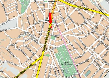 Citylight B in Chernivtsi, 1.8x1.2  Geroiv Majdanu st. (kol. Cervonoarmijs'ka st.), 3, bila centru sucasnogo mistectva "Bunker" scheme