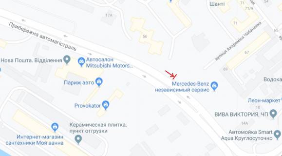 Billboard B in Zaporizhzhya, 6х3  Priberezna avtomagistral' - Gliserna st. scheme