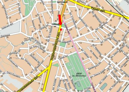 Citylight  in Chernivtsi, 1.8x1.2  Geroiv Majdanu st. (kol. Cervonoarmijs'ka st.), 1, bila CNU im. Fed'kovica scheme