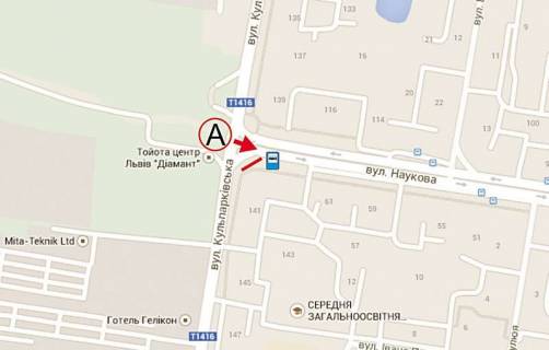 Billboard A in Lviv, 3x6  Naukova st. - Kul'parkivs'ka st., pravij scheme