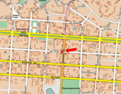 Citylight  in Cherkasy, 1.8x1.2  Gogola st. / Smilans'ka st., z boku Central'nogo rinku scheme