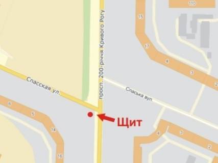 Billboard A in Krivy Rig, 3x6  200-ricca Krivogo Rogu av., 14 - Spas'ka st., u bik 30 rokiv Peremogi pl. scheme