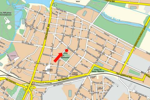 Citylight  in Khmelnitsky, 1.8x1.2  Proskurivs'ka st. / Grusevskogo st., bila parku im. Sevcenka, kafe "Z ranku do noci" scheme