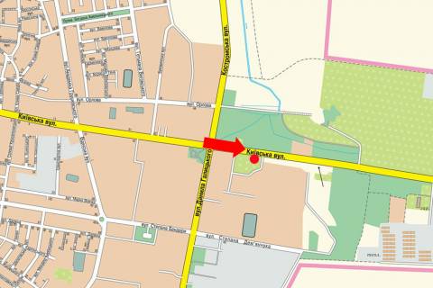 Billboard A in Rivne, 3x6  Kiivs'ka st., 90, miz AZS "OKKO" i avtosalonami "Al'tra-Avto", "Strong-S", "Valeri M", z centru scheme