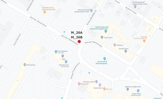Billboard B in Kropyvnytskyi (Kirovograd) Dekabristiv st. - Vinnicenko av. scheme