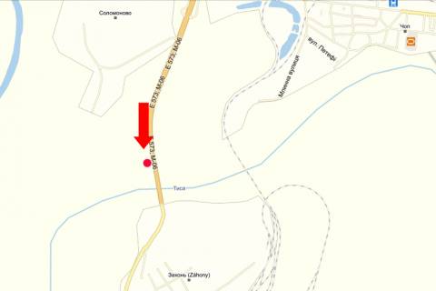 Billboard  in Uzhgorod, 3x6  Kontrol'no-propusknij punkt "Cop", viizd z kraini v bik Ugorsini scheme