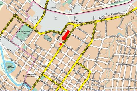 Citylight A in Kropyvnytskyi (Kirovograd), 1.8x1.2  V. Perspektivna st. (kol. Marksa st.) / Egorova st., navproti gotelu "Evropa" scheme