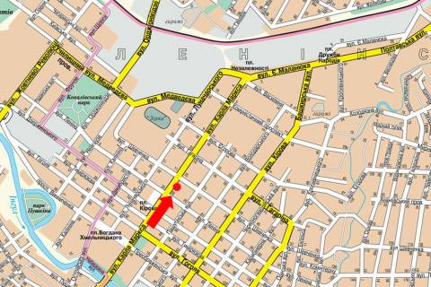 Citylight A in Kropyvnytskyi (Kirovograd), 1.8x1.2  V. Perspektivna st. (kol. Marksa st.), bila magazinu "Allo", kinoteatru "Zoranij" scheme