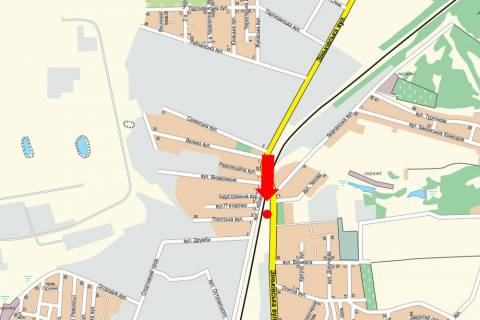 Billboard A in Poltava, 3x6  Zin'kivs'kaa st., bila zupinki "Institut zv''azku" scheme