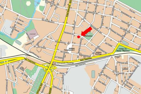 Citylight B in Khmelnitsky, 1.8x1.2  Teatral'na st., 28 / Grusevskogo st., bila Oblasnoi naukovoi biblioteki scheme