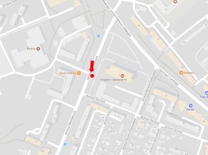 Billboard B in Uzhgorod, 3x4  Minajs'ka st. / Kirila i Mefodia pl., bila gotelu "Zakarpatta-Inturist", z centru scheme