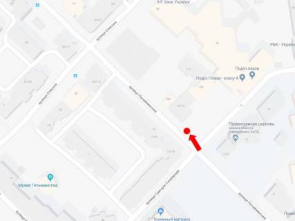 Citylight A in Kyiv, 1.8x1.2  Pocajnins'ka st. - st. Skovorodi, bila BC Podil Plaza, v storonu Nizn'ogo valu scheme