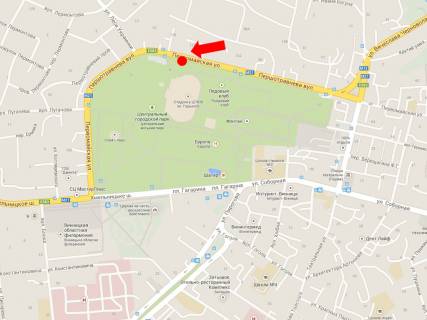 Billboard  in Vinnytsia, 3x6  Magistrats'ka st. (kol. Persotravneva st.), 108, central'nyj park, z centru scheme