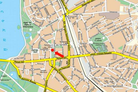 Citylight  in Ternopil, 1.8x1.2  Sevcenka bst. / Teatral'na pl., bila restoranu "Fajne misto" scheme