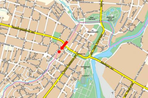 Billboard A in Sumi, 3x6  1-a Naberezna st. r. Strilki, 28, bila Budinku prirodi, centr scheme