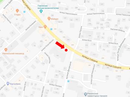 Citylight A in Rivne, 1.8x1.2  Soborna st., 195, zupinka bila "RDA", v bik Cornovola st., A2 scheme