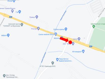 Billboard A in Mukachevo, 3x6  Masarika st. (kolis. Matrosova st.) -  st. Soroca, bila supermarketu "Sil'verlend" scheme