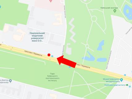 Scrolller, Scroll A in Kyiv, 2.3x3.14  Peremogi av., 34, bila Meduniversitetu im. Bogomol'ca, v storonu st. m. <<Sulavs'ka>>, z centru - 470004 scheme