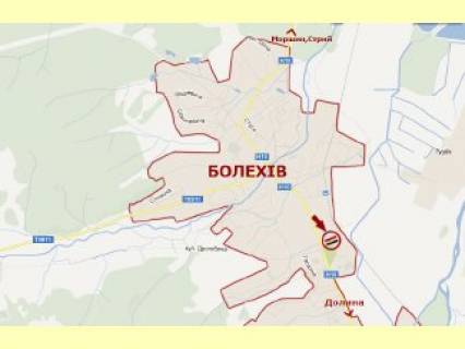 Billboard  in Bolekhiv, 3x6  Galic'kogo st., v'izd z boku Dolini scheme