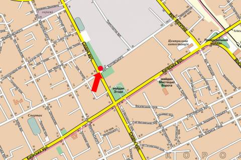 Billboard  in Zhytomyr, 3x6  Grusevs'kogo st. (kol. Kotovs'kogo st.) / Shidna st., bila TRC "Global", supermarketiv "Comfy", "Fokstrot", "Karavan", nizna scheme