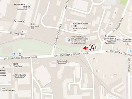 Billboard A in Lviv, 3x6  Vasingtona st., 4-3 - Galic'ki Pasiki st. scheme