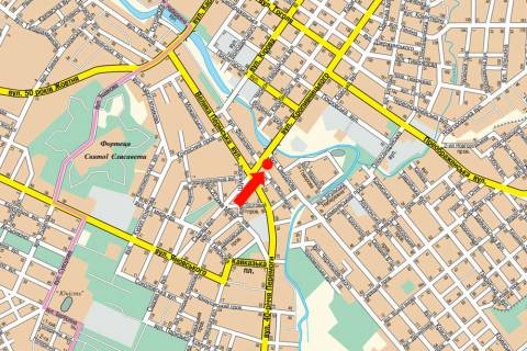 Billboard  in Kropyvnytskyi (Kirovograd), 3x6  Kropivnic'kogo st., bila AZS, Avtorinku, TC "Taron" (flazok) scheme