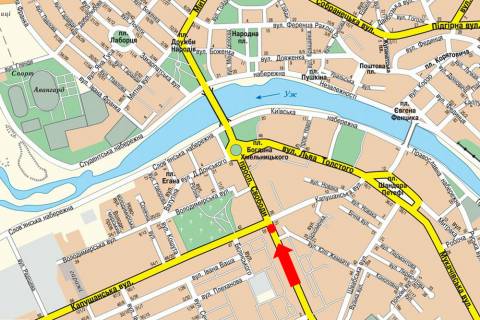 Citylight A in Uzhgorod, 1.8x1.2  Svobodi av. / Kapusans'ka st., rozdil'nik, supermarket "Fokstrot" scheme