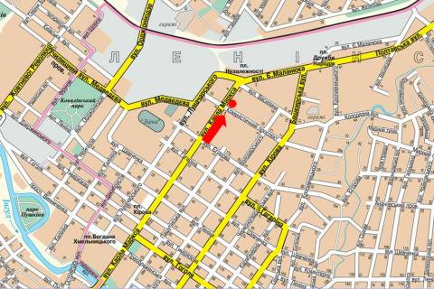 Citylight A in Kropyvnytskyi (Kirovograd), 1.8x1.2  V. Perspektivna st. (kol. Marksa st.), 3/5, bila magazinu "Metiz" scheme